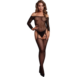 Le Désir Блестящ bodystocking без рамене - Един размер - Черно/златен блясък