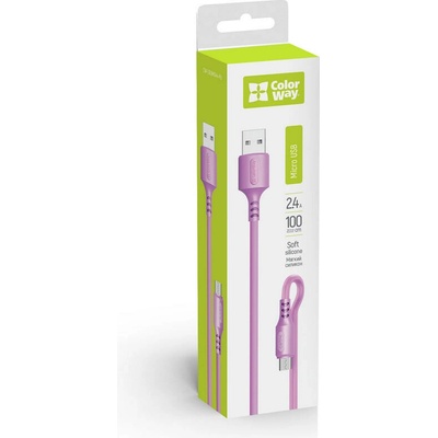 ColorWay CW-CBUM044-PU USB MicroUSB (soft silicone), 2.4A, 1m, fialový