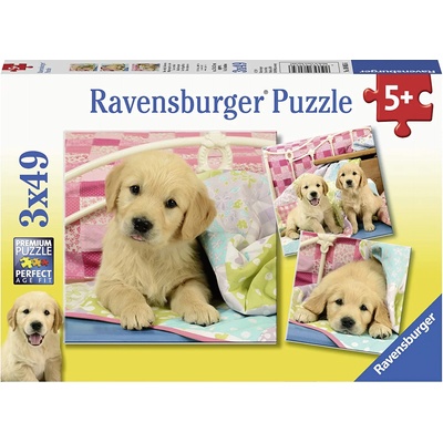 Ravensburger Пъзел Ravensburger от 3 x 49 части - Сладки кученца лабрадори (08065)