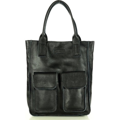 Mazzini kožená shopper kabelka s131a čierna