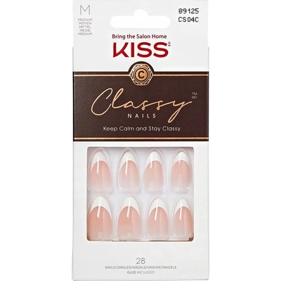 Kiss umelé nechty Classy M French lepidlo 28 ks