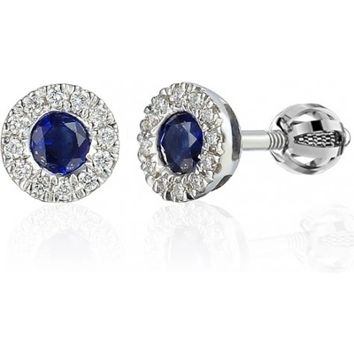 Gems Decentní náušnice Lien bílé zlato s brilianty a safíry Šroubek 585-38-3-0420.1B00.0.00.HSI.602.05