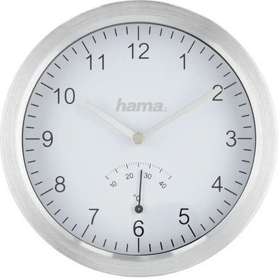 Hama Часовник Hama Aluminium 186414, за баня, стенен, кварцов механизъм, сребрист (HAMA-186414)