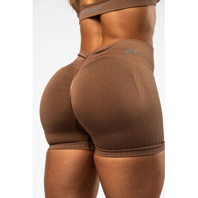 Nebbia bezešvé push-up šortky s vysokým pasem Totally Seamless 304 brown