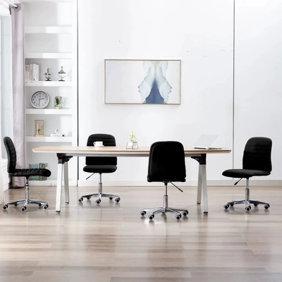 vidaXL Трапезни столове, 4 бр, черни, текстил (3056536)