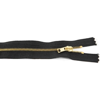 Nedeliteľný kovový mosadzný zips č.3 viac farieb - dĺžka (10 - 25 cm) 12 cm Čierna