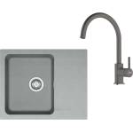 Franke - Кухненски комплект T118Š, мивка от тектонит OID 611-62 и смесител FC 6018.084, сиво/сив камък 143.0687. 373 (143.0687.373) Мивка за вграждане