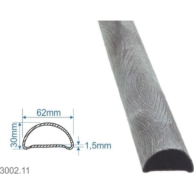 Madlová tyč dutá 62x30x1,5mm, vzor kôra, dĺžka 3000mm, cena za KUS