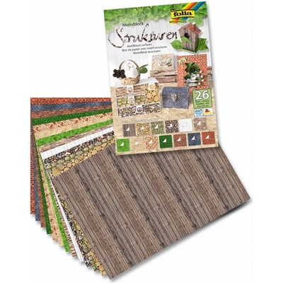 Folia Blok Designových papírů s motivem - Reliéfů a struktur 26 listů