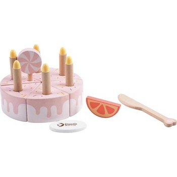 Classic World Детска торта от дърво със свещички в пастелно розов цвят (cw50565)