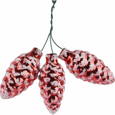 KAEMINGK Vánoční skleněné ozdoby šišky k dekorování svazek červený 1ks, 3x6cm - Světle červené