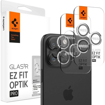 Spigen Комплект протектори за камера Spigen Glas. tR EZ Fit Optik Pro за iPhone 15 Pro / 15 Pro Max, 2бр (Spigen Glass tR EZ Fit Optik Pro 2 Pack, crystal clear - iPhone 15 Pro)