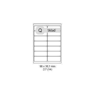 Print etikety 98x38,1mm, biele, 14ks/A4, 100 A4/bal