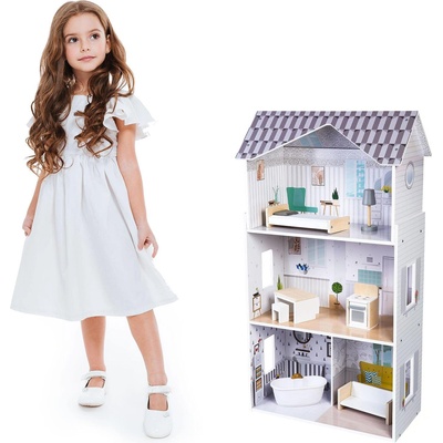 ECOTOYS Дървена къща за кукли ecotoys grace residence (8210)