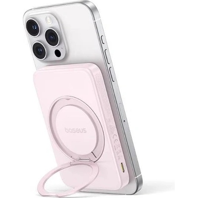 Преносима външна батерия с USB-C порт и безжично зареждане с MagSafe - Baseus PicoGo Qi2 Magnetic Wireless Charging Power Bank 5000 mAh 20W (розов) (P10076800413-00)