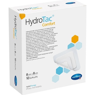 HydroTac Comfort krytie na rany penové hydropol. impregnované gélom samolepiace 8 x 8 cm 10 ks