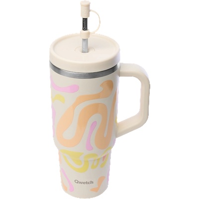 Qwetch Travel cup isotherme inox - Waves - 900ml - Sable