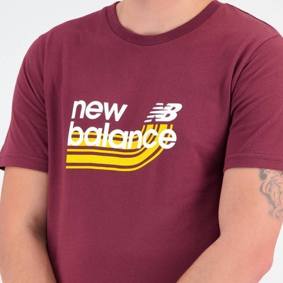 New Balance pánske tričko maroon s potlačou kaštanové