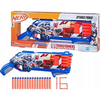 PISTOLE NERF TRANSFORMERS OPTIMUS PRIMAL STŘÍLÍ 2 ŠIPKY NAJEDNOU + 16 ŠIPEK