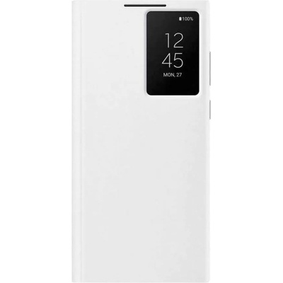 Samsung Clear View Cover EF-ZS908CWEGEE - оригинален кейс с антибактериално покритие, през който виждате информация от дисплея за Samsung Galaxy S22 Ultra (бял)