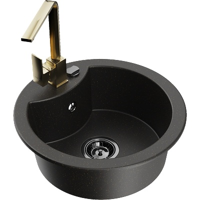 Mexen Diego гранитна кухненска мивка с 1 отделение с батерия Rita, (6512-75-670300-50-B)