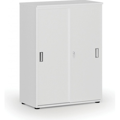 Primo Kancelárska skriňa so zasúvacími dverami WHITE, 1087 x 800 x 420 mm, biela