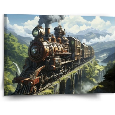Sablio Obraz Parná lokomotíva na viadukte - 150x110 cm