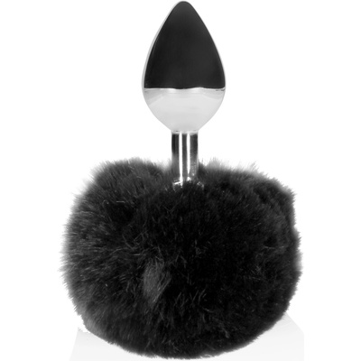 Ouch! Bunny Tail with Metal Butt Plug Black