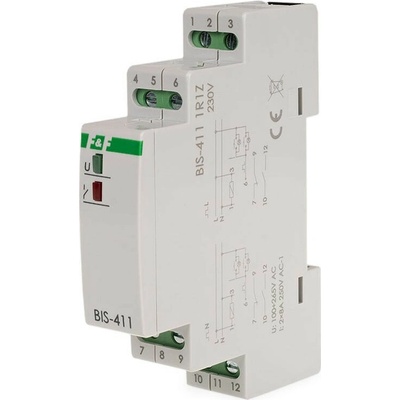 BIS-411-1R1Z/230 - Impulzné relé ZAPNI/VYPNI, 230V, 8A, 1x NO +1x NC