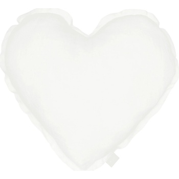 Cotton and Sweets Ľanový vankúš srdca biela 44cm