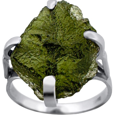Vltavín Moldavite Stříbrný prsten s vltavínem P35 0050
