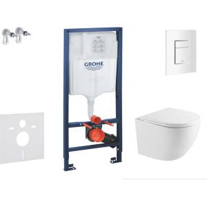 GROHE Rapid SL - Комплект за стенен монтаж, тоалетна Oudee и седалка softclose, бутон Skate Cosmopolitan, алпийско бяло SANI11BA3111 (SANI11BA3111)