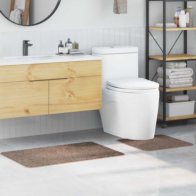 vidaXL Комплект антислип килими за баня 2 pcs Кафяво ПП (4019857)