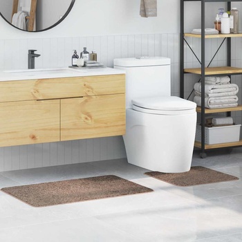 vidaXL Комплект антислип килими за баня 2 pcs Кафяво ПП (4019857)