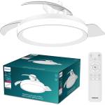 Philips Bliss ceiling fan with LED light and retractable blades, 3 blades, 106 cm wingspan, 4, 500 lumens, adjustable. Light (3, 000 K to 6, 500 K), dimmable up to 5%, including remote control, white - 929004
