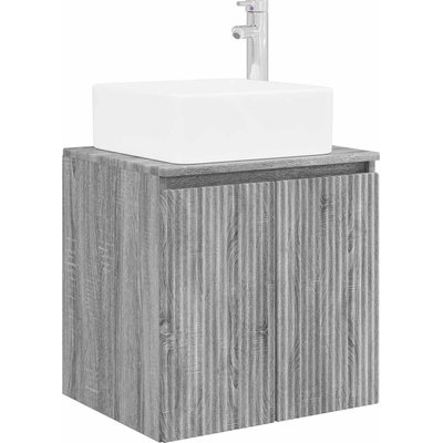 vidaXL Монтирана на стена мивка и тоалетка Сив Сонома 53 x 35 x 63 см (890428)