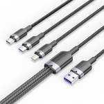 Vention USB-A 2.0/M - USB-C/Lightning/Micro USB-B, 1.5m, (black, 6A, 3in1), кабел