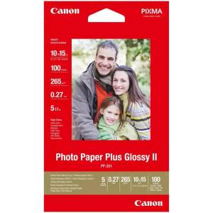 Canon Фото хартия Plus Glossy PP-201, 265 g/m2, 10 х 15 cm, 100 листа (1515100027)
