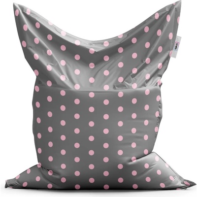 Sablio Sedací vak Ružové bodky na šedej 150x100 cm