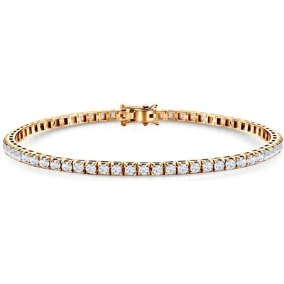 SAVICKI Tenisový náramok žlté zlato s bielymi zafírmi 2.640 ct 3 mm 19 cm - SAV-B-TENIS-19CM-30SZ-20K-585-BSZ-Z