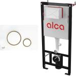 Alcadrain Комплект тоалетно казанче с вградена рамка Alca AM101/1120 и Thin бутон M775, бяло - лъскаво златисто (AM101/1120+M775)