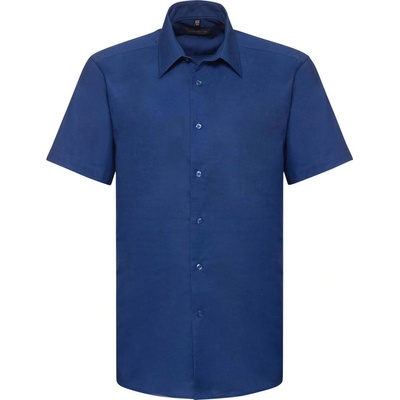 Russell Collection Pánska košeľa Oxford s kratkými rukávmi Jasná kráľovská modrá