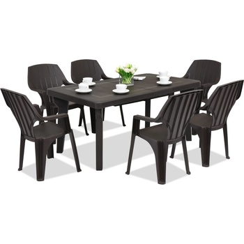 BICA Градинска мебел Bergen/Alta за 6 души Бика кафява (BC437BR-6xBC28BR)