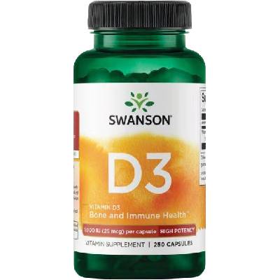 Swanson Vitamín D3 1000 IU, 250 kapsúl