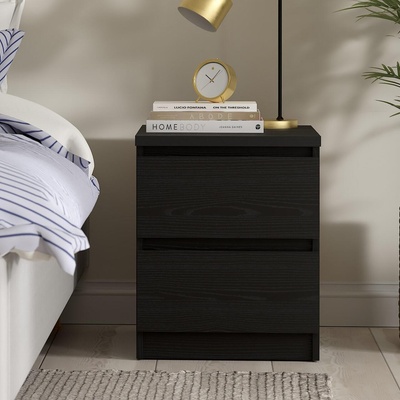 Нощно шкафче Naia с 2 чекмедже Черен дървесен