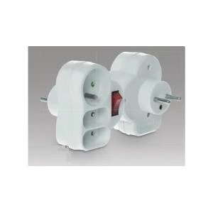 Plastrol Plug Arm with Connector 1-socket with/u + 2x Euro white R-12WS