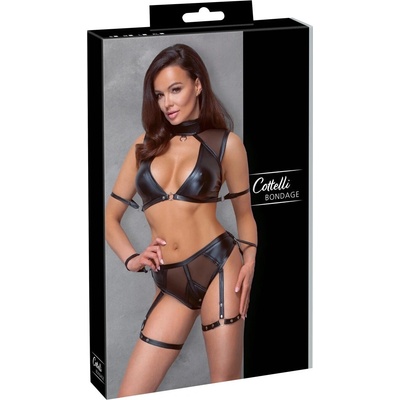 Cottelli Collection Bondage komplet top a nohavičky matný čierny M