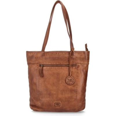 Noelia Bolger kožená shopper kabelka vo vintage štýle koňaková 2059