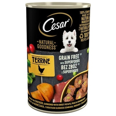 Cesar Natural Goodness Adult bohaté na kura s prídavkom batátov hrášku a brusníc 400 g