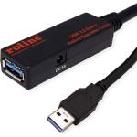 Roline Кабел USB 3.2 Gen1 A - A с повторител, M/F, 10 м, черен 12.04. 1070-5 (12.04.1070-5)